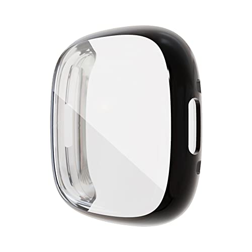 Hülle Kompatibel mit Fitbit Versa 4 weicher TPU-beschichteter Schutzhülle, rundum schützender Displayschutz für Versa 4 Watch Anti-Fall, Smartwatch-Zubehör(Schwarz) von MYAPULUA