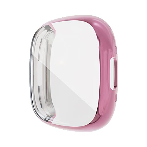 Hülle Kompatibel mit Fitbit Versa 4 weicher TPU-beschichteter Schutzhülle, rundum schützender Displayschutz für Versa 4 Watch Anti-Fall, Smartwatch-Zubehör(rosa) von MYAPULUA