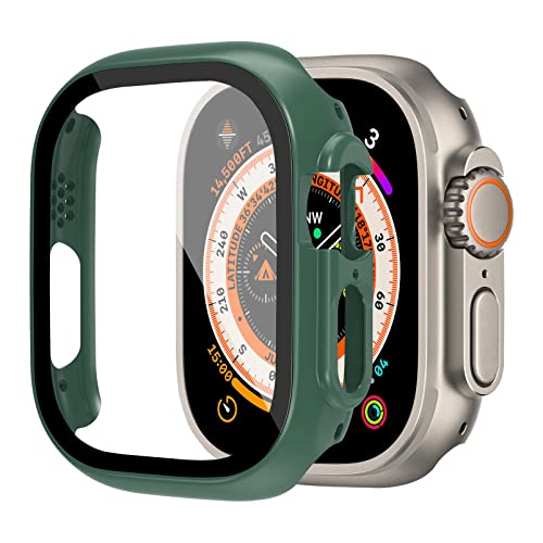 Hülle kompatibel für Apple Watch Ultra 49mm, Displayschutzfolie aus gehärtetem Glasharter PC vollständige Schutzhülle Case für iWatch Serie 8 Ultra [Kratzfest] [HD],grün von MYAPULUA