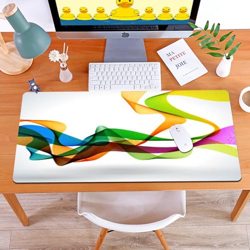 MYAUEYSU Gaming 40x75cm Premium Groß vernähte Kanten langlebig mit high-end Glide und Anti-Rutsch Speed Gaming Mauspad,Abstraktes Dekor, wellige künstlerische Bandlinie und Regenbogen von MYAUEYSU Gaming 40x75cm Premium Groß vernähte Kanten langlebig mit high-end Glide und Anti-Rutsch Speed Gaming Mauspad,Abstraktes Dekor, wellige künstlerische Bandlinie und Regenbogen von von MYAUEYSU