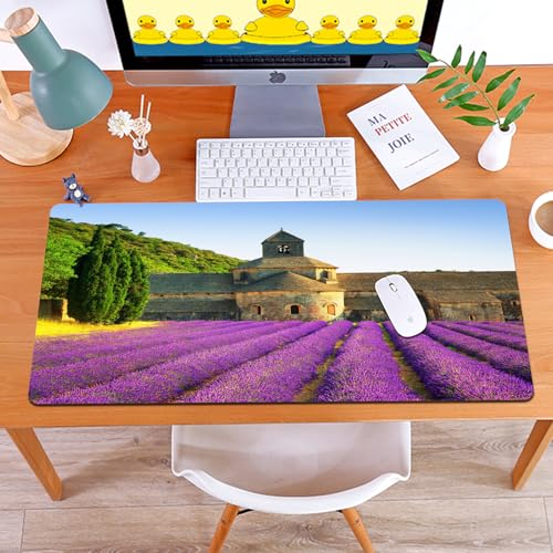 MYAUEYSU Gaming 40x75cm Premium Groß vernähte Kanten langlebig mit high-end Glide und Anti-Rutsch Speed Gaming Mauspad,Abtei von Senanque und blühende Lavendelblüten bei Sonnenuntergang. Gordes von MYAUEYSU