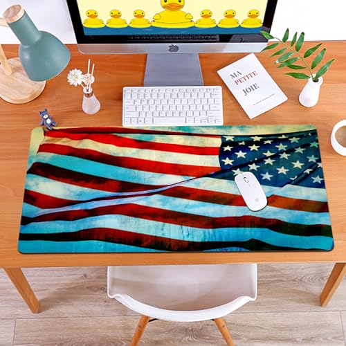 MYAUEYSU Gaming 40x75cm Premium Groß vernähte Kanten langlebig mit high-end Glide und Anti-Rutsch Speed Gaming Mauspad,Amerikanische Flagge, amerikanische Flagge im Wind am Fahnenmast, Gedenkbil von MYAUEYSU