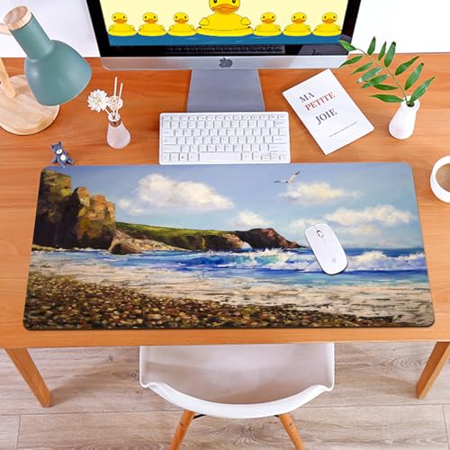 MYAUEYSU Gaming 40x75cm Premium Groß vernähte Kanten langlebig mit high-end Glide und Anti-Rutsch Speed Gaming Mauspad,Country Decor, Gemälde Einer Meeresküste mit Rock Beach Shore Wa MYAUEYSU Gaming 40x75cm Premium Groß vernähte Kanten langlebig mit high-end Glide und Anti-Rutsch Speed Gaming Mauspad,Country Decor, Gemälde Einer Meeresküste mit Rock Beach Shore Wa von MYAUEYSU