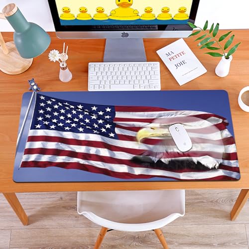 MYAUEYSU Gaming 40x75cm Premium Groß vernähte Kanten langlebig mit high-end Glide und Anti-Rutsch Speed Gaming Mauspad,Dekor mit amerikanischer Flagge, „Bless America“-Flagge im Wind mit Adlersy MYAUEYSU Gaming 40x75cm Premium Groß vernähte Kanten langlebig mit high-end Glide und Anti-Rutsch Speed Gaming Mauspad,Dekor mit amerikanischer Flagge, „Bless America“-Flagge im Wind mit Adlersy von MYAUEYSU