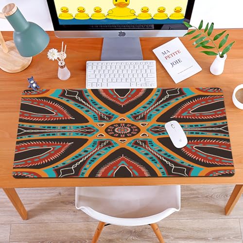 MYAUEYSU Gaming 40x75cm Premium Groß vernähte Kanten langlebig mit high-end Glide und Anti-Rutsch Speed Gaming Mauspad,Digitale braune und gelbe Native zeitgenössische Schal Muster Malerei von MYAUEYSU