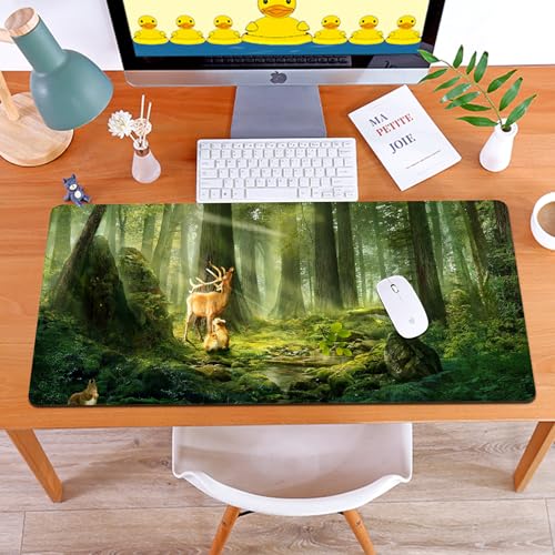 MYAUEYSU Gaming 40x75cm Premium Groß vernähte Kanten langlebig mit high-end Glide und Anti-Rutsch Speed Gaming Mauspad,Fantasy Wald Elch Hirsch Kaninchen Tier Sonnenschein MYAUEYSU Gaming 40x75cm Premium Groß vernähte Kanten langlebig mit high-end Glide und Anti-Rutsch Speed Gaming Mauspad,Fantasy Wald Elch Hirsch Kaninchen Tier Sonnenschein von MYAUEYSU