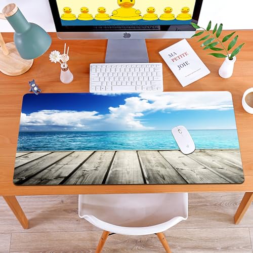 MYAUEYSU Gaming 40x75cm Premium Groß vernähte Kanten langlebig mit high-end Glide und Anti-Rutsch Speed Gaming Mauspad,Karibisches Meer und Holzplattform MYAUEYSU Gaming 40x75cm Premium Groß vernähte Kanten langlebig mit high-end Glide und Anti-Rutsch Speed Gaming Mauspad,Karibisches Meer und Holzplattform von MYAUEYSU