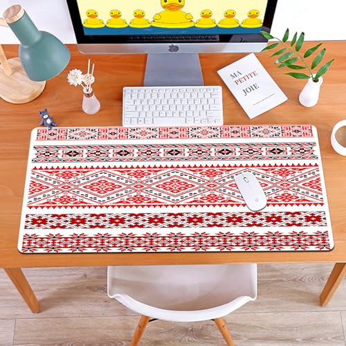 MYAUEYSU Gaming 40x75cm Premium Groß vernähte Kanten langlebig mit high-end Glide und Anti-Rutsch Speed Gaming Mauspad,Kunst, traditionelle ukrainische Grenzen Rahmen Ornamente altmodische kultu von MYAUEYSU