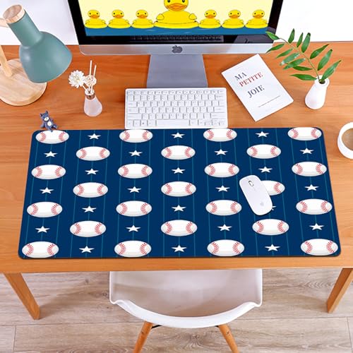 MYAUEYSU Gaming 40x75cm Premium Groß vernähte Kanten langlebig mit high-end Glide und Anti-Rutsch Speed Gaming Mauspad,Nahtloses Muster des Baseballsports von MYAUEYSU