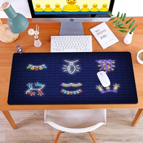 MYAUEYSU Gaming 40x75cm Premium Groß vernähte Kanten langlebig mit high-end Glide und Anti-Rutsch Speed Gaming Mauspad,Neujahrsdekor-Neonzeichen-Set mit Lichterketten-Girlandensträngen. Vektoril von MYAUEYSU