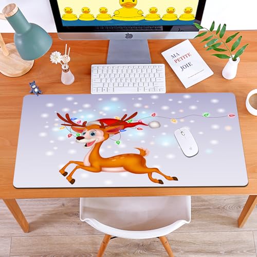 MYAUEYSU Gaming 40x75cm Premium Groß vernähte Kanten langlebig mit high-end Glide und Anti-Rutsch Speed Gaming Mauspad,Niedlicher Hirsch-Cartoon mit Glühbirne und rotem Hut MYAUEYSU Gaming 40x75cm Premium Groß vernähte Kanten langlebig mit high-end Glide und Anti-Rutsch Speed Gaming Mauspad,Niedlicher Hirsch-Cartoon mit Glühbirne und rotem Hut von MYAUEYSU