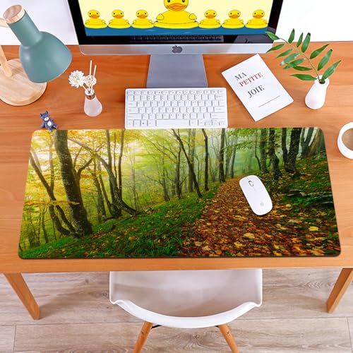 MYAUEYSU Gaming 40x75cm Premium Groß vernähte Kanten langlebig mit high-end Glide und Anti-Rutsch Speed Gaming Mauspad,Schöne Bunte Waldszene mit Pfad im kroatischen Nationalpark Plitvice von MYAUEYSU