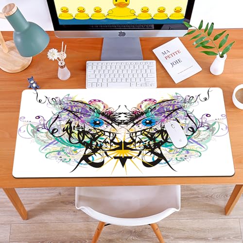 MYAUEYSU Gaming 40x75cm Premium Groß vernähte Kanten langlebig mit high-end Glide und Anti-Rutsch Speed Gaming Mauspad,Schöne Tigermaske mit bunten Spritzern. Nahaufnahme eines Tigerkopfes mit v von MYAUEYSU