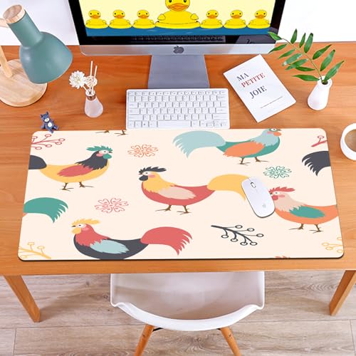 MYAUEYSU Gaming 40x75cm Premium Groß vernähte Kanten langlebig mit high-end Glide und Anti-Rutsch Speed Gaming Mauspad,Schönes Muster mit Hahnzweigen und Blumen auf dem Hintergrund. Vektorillust von MYAUEYSU