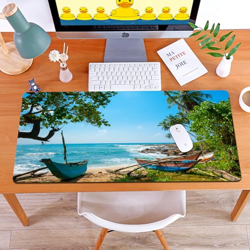 MYAUEYSU Gaming 40x75cm Premium Groß vernähte Kanten langlebig mit high-end Glide und Anti-Rutsch Speed Gaming Mauspad,Strandlandschaft, Tropische Meereslandschaften mit Palmen und Booten MYAUEYSU Gaming 40x75cm Premium Groß vernähte Kanten langlebig mit high-end Glide und Anti-Rutsch Speed Gaming Mauspad,Strandlandschaft, Tropische Meereslandschaften mit Palmen und Booten von MYAUEYSU