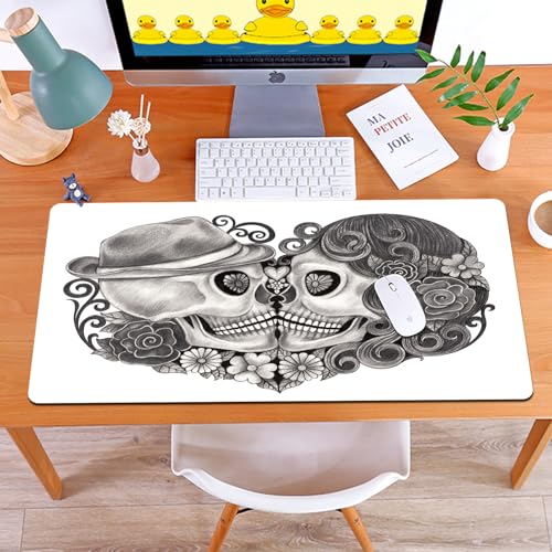 MYAUEYSU Gaming 40x75cm Premium Groß vernähte Kanten langlebig mit high-end Glide und Anti-Rutsch Speed Gaming Mauspad,Tag der Toten mit Totenkopfpaar. Handzeichnung auf Papier. MYAUEYSU Gaming 40x75cm Premium Groß vernähte Kanten langlebig mit high-end Glide und Anti-Rutsch Speed Gaming Mauspad,Tag der Toten mit Totenkopfpaar. Handzeichnung auf Papier. von MYAUEYSU