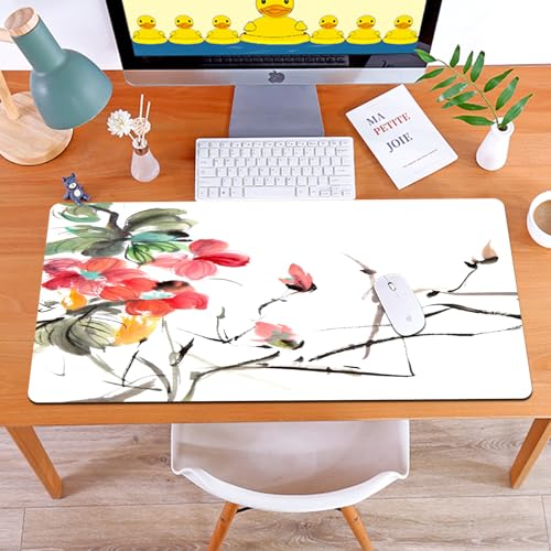MYAUEYSU Gaming 40x75cm Premium Groß vernähte Kanten langlebig mit high-end Glide und Anti-Rutsch Speed Gaming Mauspad,Traditionelle chinesische Tuschemalerei mit bunten Blumen auf weißem Kunstp MYAUEYSU Gaming 40x75cm Premium Groß vernähte Kanten langlebig mit high-end Glide und Anti-Rutsch Speed Gaming Mauspad,Traditionelle chinesische Tuschemalerei mit bunten Blumen auf weißem Kunstp von MYAUEYSU