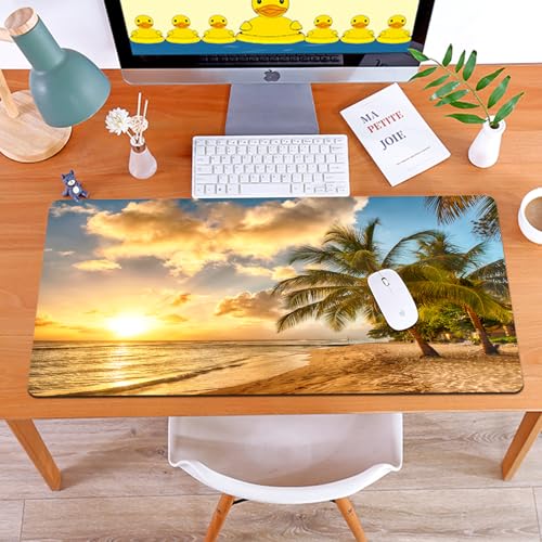 MYAUEYSU Gaming 40x75cm Premium Groß vernähte Kanten langlebig mit high-end Glide und Anti-Rutsch Speed Gaming Mauspad,Wunderschöner Sonnenuntergang über den Palmen am weißen Strand auf der Kari MYAUEYSU Gaming 40x75cm Premium Groß vernähte Kanten langlebig mit high-end Glide und Anti-Rutsch Speed Gaming Mauspad,Wunderschöner Sonnenuntergang über den Palmen am weißen Strand auf der Kari von MYAUEYSU