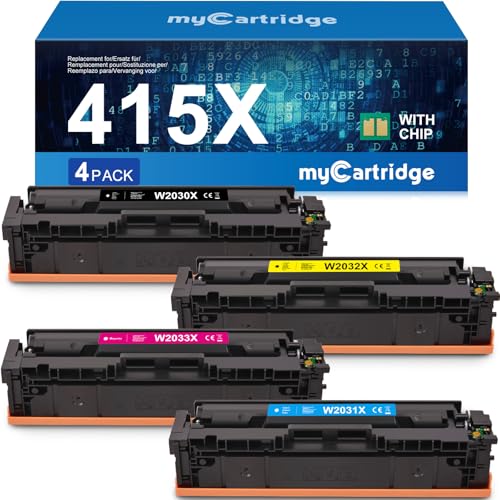 MYCARTRIDGE 415X (Mit Chip) Kompatibel für HP 415X 415A Toner für HP Color Laserjet Pro MFP M479fdw M479dw M479fdn M454dw M479fnw M479fdn 479fdw M454dn 4er-Pack von MYCARTRIDGE