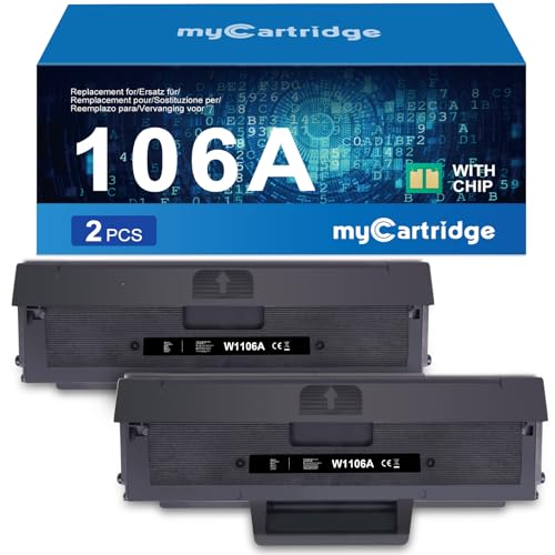 MYCARTRIDGE 106A W1106A Toner Ersatz für HP 106A Toner Kompatibel für HP Laser MFP 135wg Toner für HP Laser 107a 107w 107r MFP 137fnw 137fwg 135a 135w 135r 135wg (2 Schwarz, mit Chip) von MYCARTRIDGE