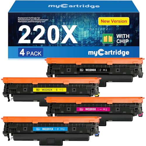 myCatridge 220X 220A Toner (Mit Chip) Kompatibel für HP 220X Toner 220A Ersatz für HP Color Laserjet Pro MFP 4302dw 4302fdw 4302fdn 4202dn 4202dw W2200X W2201X W2202X W2203X 4-Pack von MYCARTRIDGE