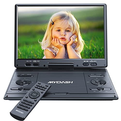 14.1Tragbarer DVD-Player für das Auto,Kinder mit 12,5 großem HD-Drehbildschirm, exklusives Tastendesign, Auto-Kopfstützenhalterung im Lieferumfang enthalten, Sync-TV-Projektorfunktion,USB/SD-Anschluss von MYDASH