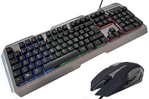 MYKA KM-G1 Gaming-Tastatur und Maus-Set aus Metall, RGB, Aluminium, Hintergrundbeleuchtung, 3200DPI 6D, Aluminium, 7 Farben MYKA KM-G1 Gaming-Tastatur und Maus-Set aus Metall, RGB, Aluminium, Hintergrundbeleuchtung, 3200DPI 6D, Aluminium, 7 Farben von MYKA