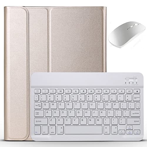 HHF TAB Zubehör Für Xiaomi Pad 5 2021, Tastaturkofferabdeckung Tastatur mit Maus Für Xiaomi MI Pad 5 Pro Abdeckung + Tastatur (Farbe : Gold+White+Mouse) von MYLPDZSW