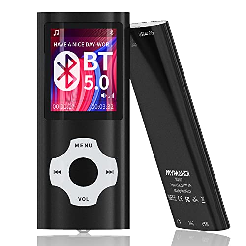MYMAHDI 64 GB MP3-Player mit Bluetooth 5.0, verlustfreier Musik, Hi-Fi-Sound, unterstützt bis zu 128 GB, Mini-Design mit UKW-Radio, Rekorder, E-Book, Uhr, Browser von MYMAHDI
