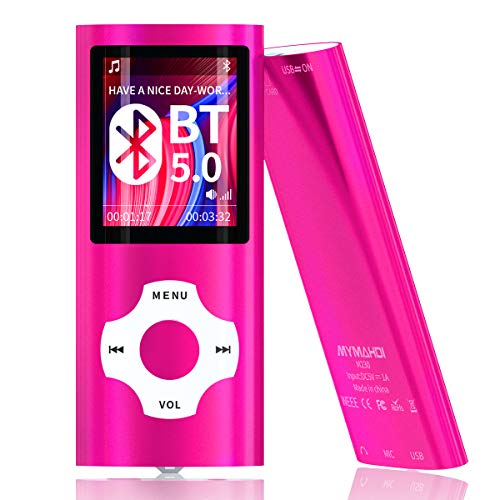 MYMAHDI MP3-Player mit 64 GB und Bluetooth 5.0, 1,8-Zoll-LCD-Ultradünner, tragbarer HiFi-Sound-MP4-Musikplayer, unterstützt Video/Aufnahme/UKW-Radio/E-Book/Foto von MYMAHDI