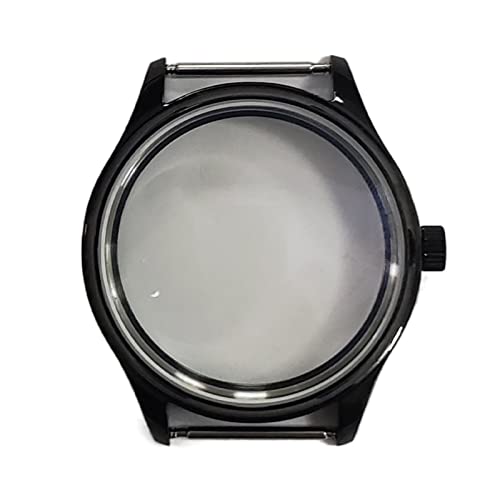 MYOBU Uhrengehäuse Saphirglas PVD schwarz Handaufzug Uhrwerk 316L Edelstahl kompatibel mit Bomax Marina 44mm ETA6497 / 6498 L2 Lünette, einfarbig, Einheitsgröße von MYOBU
