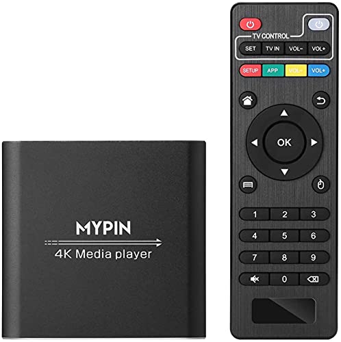 MYPIN HDMI Multimedia Player, 4K@30Hz Digital Media Player HDMI/AV-Ausgang PPT MKV AVI RMVB RM für HDTV mit Fernbedienung unterstützt USB-Laufwerke und SD-Karten USB-Maus von MYPIN