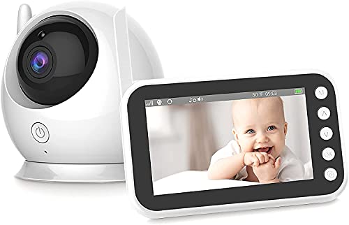 MYPIN Kabelloses Video-Babyphone mit 4,3-Zoll-LCD-Display und Roboterkamera, Zwei-Wege-Audio, VOX-Modus und Temperaturalarm, Nachtsicht, 2-Facher Schwenk-Neige-Zoom, Wiegenliedmusik von MYPIN