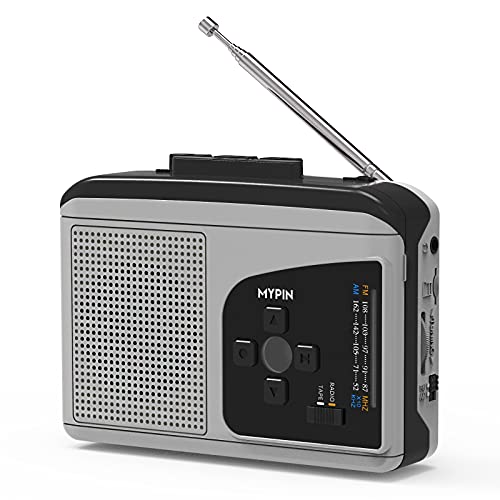 MYPIN Tragbarer Kassetten Konverter Recorder, Kassettenspieler, AM/FM-Radio, Stereo, mit Lautsprecher und Kopfhöreranschluss, unterstützt Aufnahme, schnelles Vor- und Zurückspulen von MYPIN