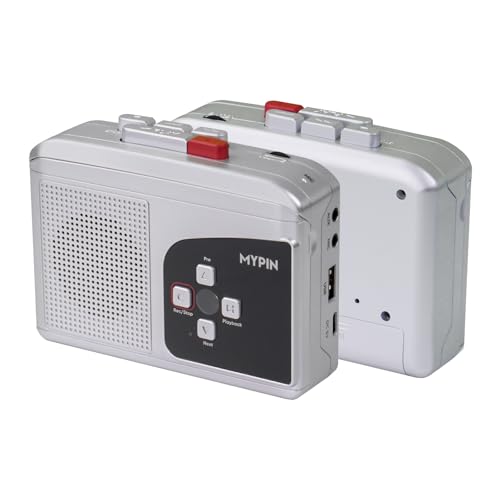 MYPIN Tragbarer Stereo Walkman Kassettenspieler, USB Kassettenrekorder zu MP3 Konverter, integrierte Lautsprecher, Kopfhöreranschluss und Mikrofonaufnahme, 2AA Batterie oder USB-Stromversorgung MYPIN Tragbarer Stereo Walkman Kassettenspieler, USB Kassettenrekorder zu MP3 Konverter, integrierte Lautsprecher, Kopfhöreranschluss und Mikrofonaufnahme, 2AA Batterie oder USB-Stromversorgung von MYPIN