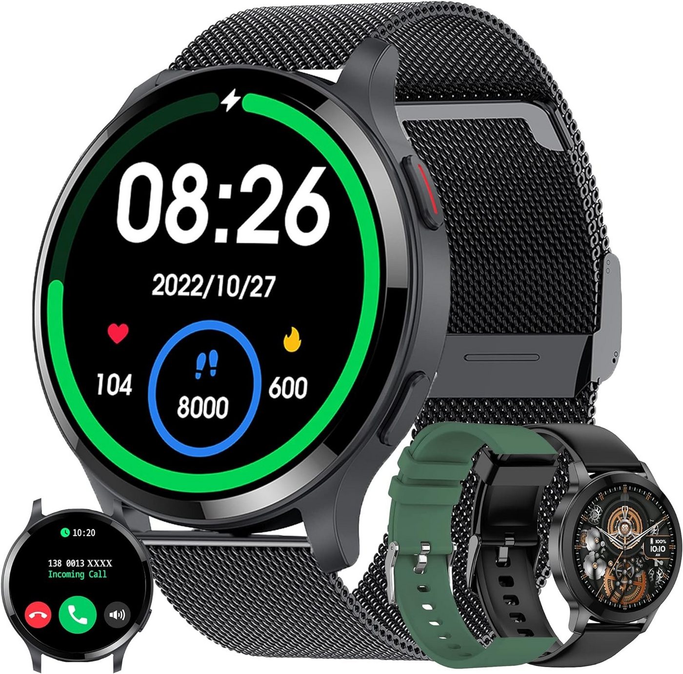 MYSHUN Smartwatch (1,43 Zoll, Android, iOS), mit Telefonfunktion FitnessTracker 15Sportmodi Aktivitätstracker 5ATM von MYSHUN
