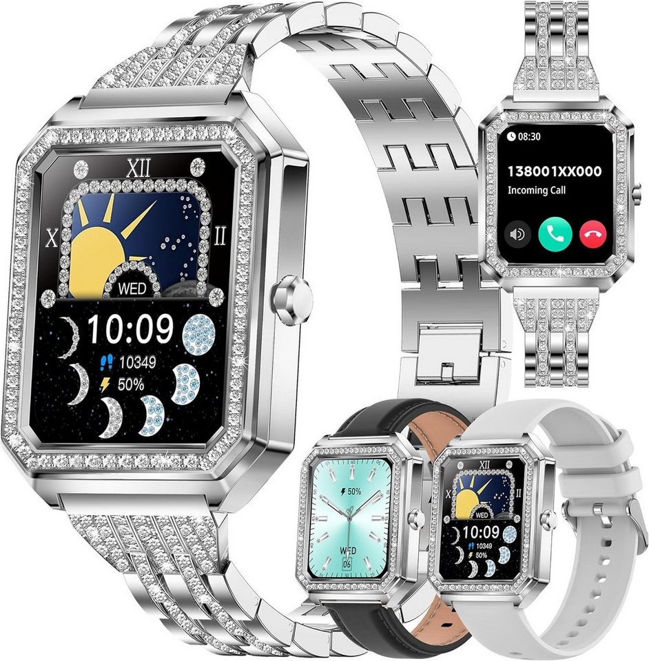 MYSHUN Smartwatch (1,59 Zoll, Android iOS), Damen mit Telefonfunktion Fitnessuhr 123 Sportmodi IP68 Wasserdicht von MYSHUN