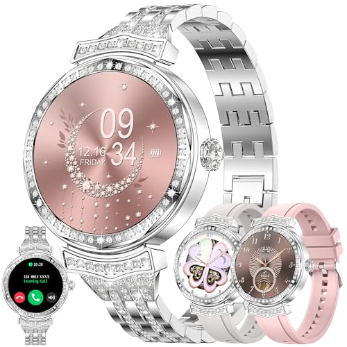 Smartwatch Damen mit Telefonfunktion, 1,32” AMOLED Fitnessuhr Smart Watch Fitness Tracker 123 Sportmodi Aktivitätstracker mit SpO2 Schlafmonitor Schrittzähler Armbanduhr für IOS Android (Silber) von MYSHUN