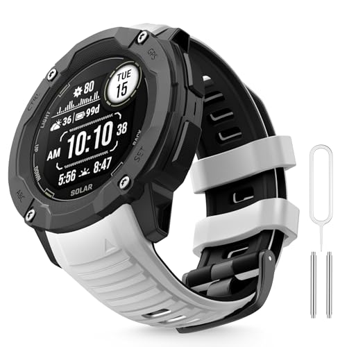MYSNBKN Armband Kompatibel mit Instinct 2X, Solar, Tactical Soft Silikon Ersatzarmband mit Adapter Tools von MYSNBKN