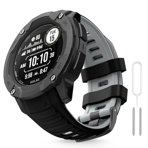 MYSNBKN Armband Kompatibel mit Instinct 2X, Solar, Tactical Soft Silikon Ersatzarmband mit Adapter Tools von MYSNBKN