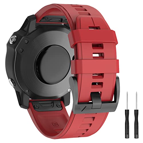 MYSNBKN Armband für Fenix 5X /Fenix 5X Plus/Fenix 6X /Fenix 6X Pro/Fenix 3/Fenix 3 HR/Descent MK1 /D2 Delta PX/D2 Charlie, 26mm Breite Silikon Ersatzarmbänder Quick-Fit Uhrenarmband MYSNBKN Armband für Fenix 5X /Fenix 5X Plus/Fenix 6X /Fenix 6X Pro/Fenix 3/Fenix 3 HR/Descent MK1 /D2 Delta PX/D2 Charlie, 26mm Breite Silikon Ersatzarmbänder Quick-Fit Uhrenarmband von MYSNBKN