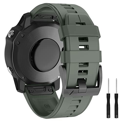 MYSNBKN Armband für Garmin Fenix 5X /Fenix 5X Plus/Fenix 6X /Fenix 6X Pro/Fenix 3/Fenix 3 HR/Descent MK1 /D2 Delta PX/D2 Charlie, 26mm Breite Silikon Ersatzarmbänder Quick-Fit Uhrenarmband für Garmin von MYSNBKN