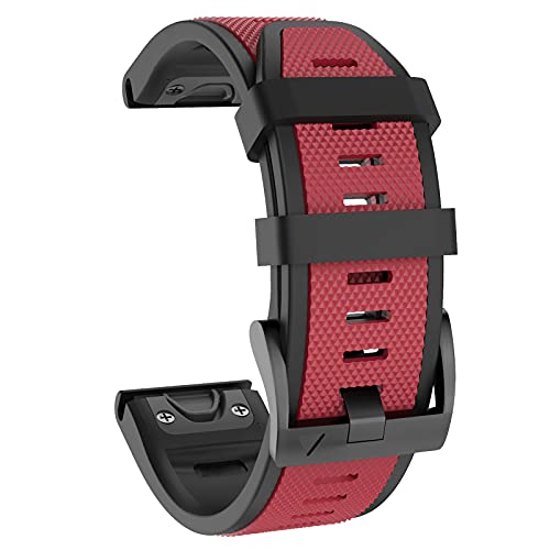 MYSNBKN Armband für Garmin Fenix 5X /Fenix 5X Plus/Fenix 6X /Fenix 6X Pro/Fenix 3/Fenix 3 HR/Descent MK1 /D2 Delta PX/D2 Charlie, 26mm Breite Silikon Ersatzarmbänder Quick-Fit Uhrenarmband für Garmin von MYSNBKN