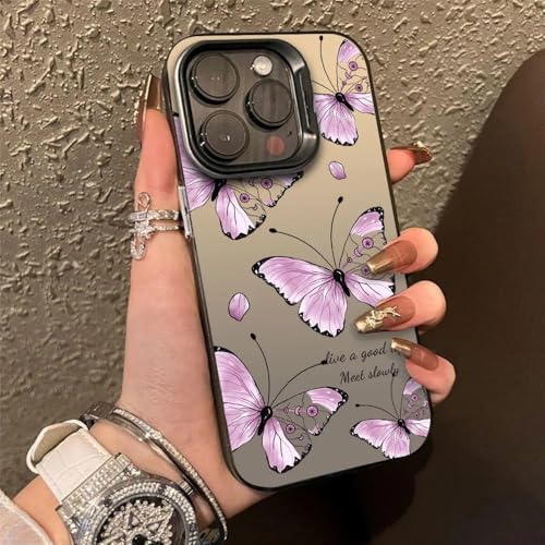 MYSXSWHL FashionBlack Purple Farbe Handyhülle für iPhone 15 Pro Max 15 14 13 12 11 Pro X XR XS 7 8 Plus Beschichtungsabdeckung, Schwarz, Für iPhone XS Max von MYSXSWHL