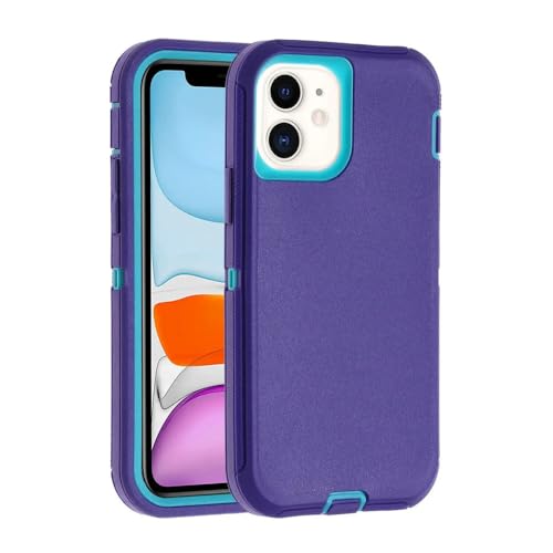 MYSXSWHL Für iPhone 16 11 12 13 14 Pro Max 15 Plus 7 8 SE 2022 Xs XR Robuste, stoßfeste Hybrid-Schutzhülle, lila hellblau, für 12 Mini 13 Mini von MYSXSWHL