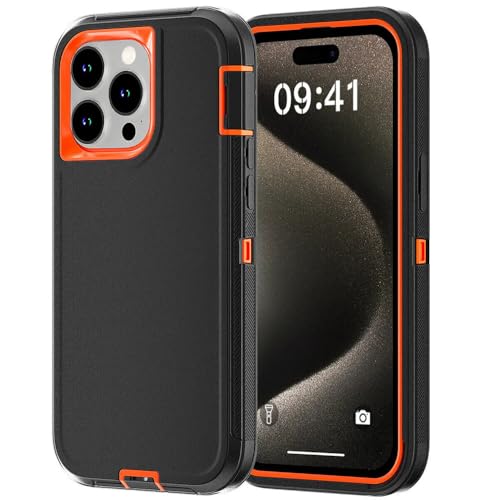 MYSXSWHL Für iPhone 16 11 12 13 14 Pro Max 15 Plus 7 8 SE 2022 Xs XR Robuste, stoßfeste Hybrid-Schutzhülle, schwarz orange, für iPhone 11Pro Max von MYSXSWHL