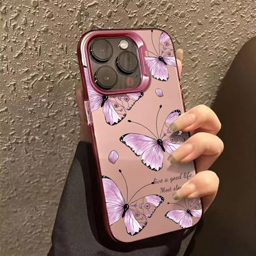 MYSXSWHL Modische, schwarz-lila Handyhülle für iPhone 15 Pro Max 15 14 13 12 11 Pro X XR XS 7 8 Plus Beschichtungshülle, Pink, für iPhone 14 Pro von MYSXSWHL