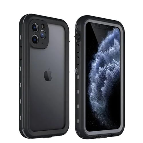 MYSXSWHL Vollständig versiegelte transparente wasserdichte Hülle für iPhone 16 15 14 Plus 13 12 11 Pro Max Mini XR stoßfeste Schutzhülle, schwarz, für iPhone 13 Pro von MYSXSWHL