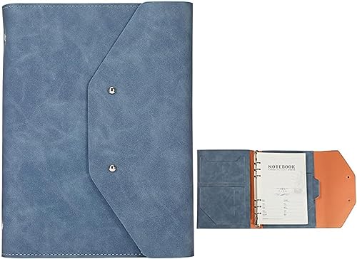 Portfoliomappe a4, A5 6 Ringbuch Business-Ordner for Interview-Konferenz und Präsentation Notebook Pocket Organizer(Blue) von MYXJX