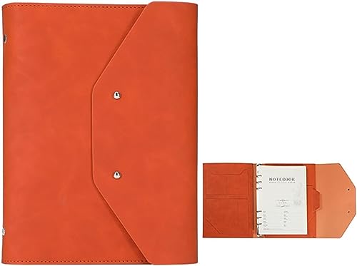 Portfoliomappe a4, A5 6 Ringbuch Business-Ordner for Interview-Konferenz und Präsentation Notebook Pocket Organizer(Oranje) von MYXJX